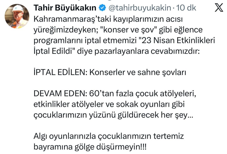 Başkan Büyükakın’dan "23 Nisan" Açıklaması: "Algı Oyunlarıyla Bayramı Gölgelemeyin"