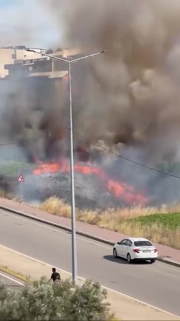 Darıca'da Boş Arazide Korkutan Yangın: Kuru Otlar Alev Alev Yandı