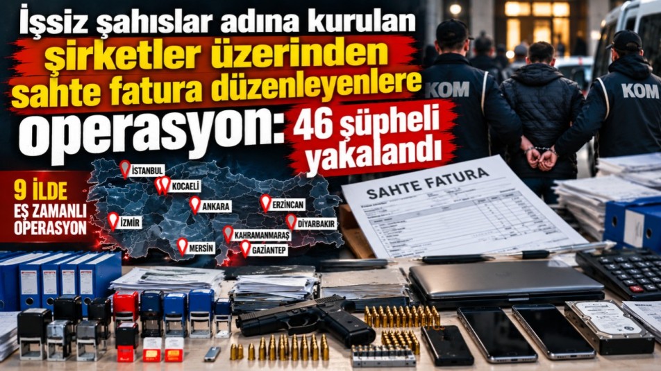 İşsiz şahıslar adına kurulan şirketler üzerinden sahte fatura düzenleyenlere operasyon: 46 şüpheli yakalandı