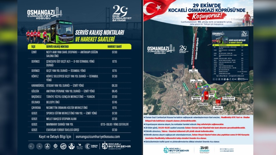 Büyükşehir'den Cumhuriyet koşusuna ücretsiz ulaşım desteği