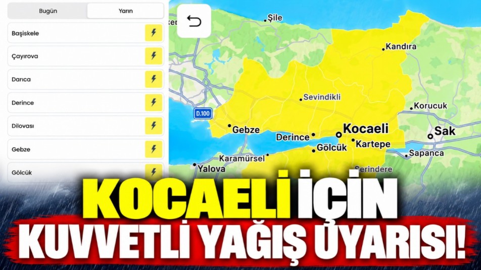 Kocaeli için kuvvetli yağış uyarısı!