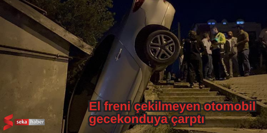 El freni çekilmeyen otomobil gecekonduya çarptı