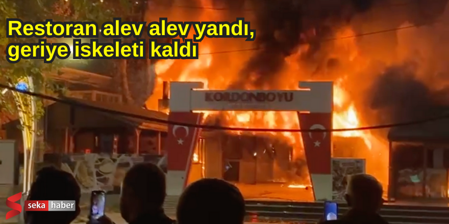 Restoran alev alev yandı, geriye iskeleti kaldı