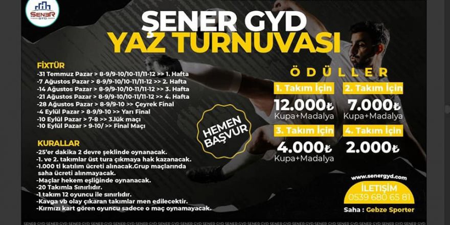 Şener GYD Yaz Futbol Turnuvası Düzenliyor